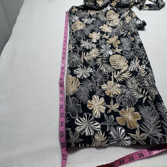 J JILL Wearever Women Plant Leaf Jumpsuit Wide Leg Sz MP Black Tan Gold 52-25 - Picture 13 of 15